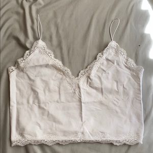 White Crop Top with White Lace Detailing